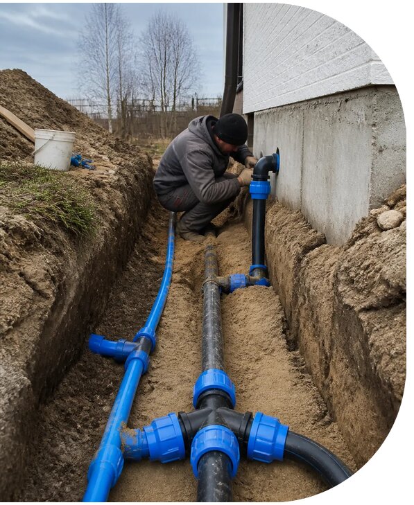 Монтаж наружного водопровода на участке под ключ в Жигулёвске